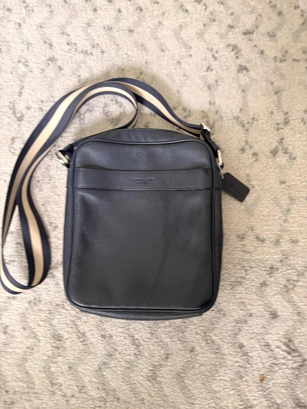 COACH MENS FLIGHT BAG BLACK F54782 Leather Shoulder Crossbody